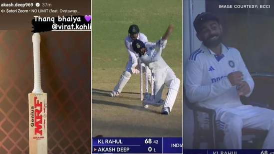 Akash Deep Hits Back-to-Back Sixes With Bat 'Gifted' by Virat Kohli; Former India Captain's Priceless Reaction